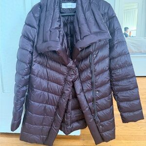 Women's Tahari Brown Purple Down Puffer Jacket